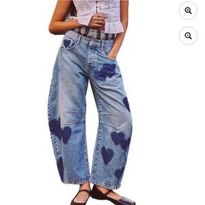 Heart Patterned Blue Jeans